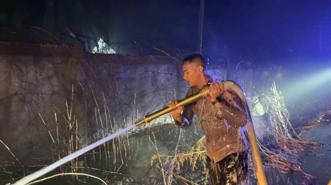 Personel Batalyon A Pelopor Satbrimob Polda Jambi Padamkan Karhutla di Sungai Bertam